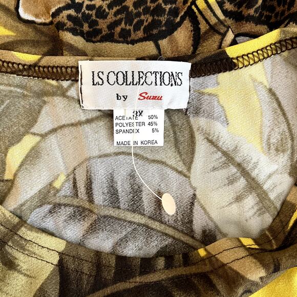 Vintage LS Collections Sunu Cheetah Leopard Travel Slinky Tunic Top NEW NWOT 3X - Picture 5 of 9